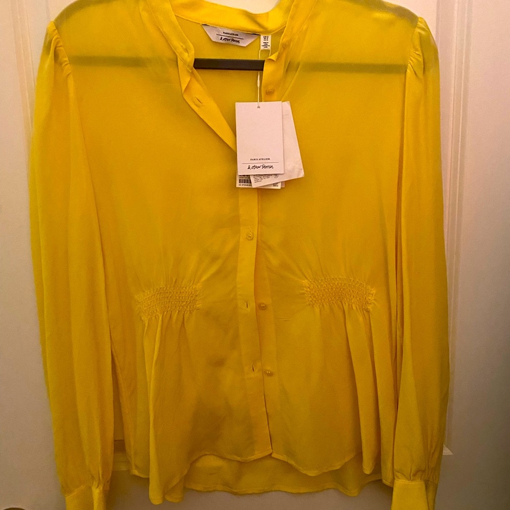 & Other Stories 100% Silk Yellow Blouse